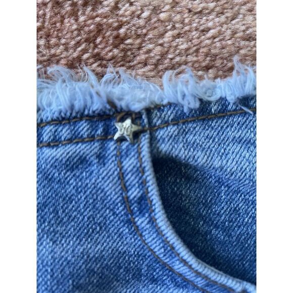Y2K Bubblegum denim mini skirt raw hem 90s 2000s blue jean cutoff - Picture 6 of 6